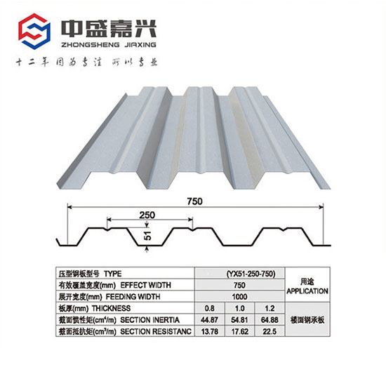 YX51-250-750-0.8mm压型钢板