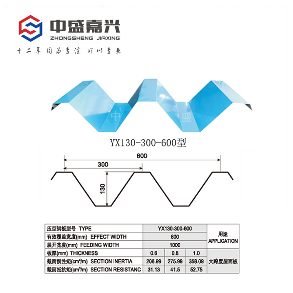 YX130-300-600型大跨度屋面板